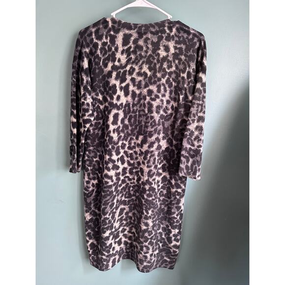 Club Monaco Wool Cashmere Cheetah Knee Length Sweater Dress - Picture 6 of 6